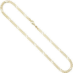 Preview: Figarokette 585 Gelbgold 4,4 mm 50 cm Gold Kette Halskette Goldkette Karabiner