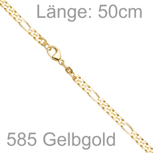 Preview: Figarokette 585 Gelbgold 4,4 mm 50 cm Gold Kette Halskette Goldkette Karabiner