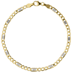 Steg-Panzerarmband 333 Gelbgold bicolor 19 cm Gold Armband Goldarmband Karabiner