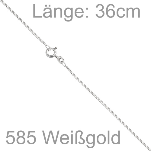 Panzerkette 585 Weißgold 1,7 mm 36 cm Gold Kette Halskette Weißgoldkette