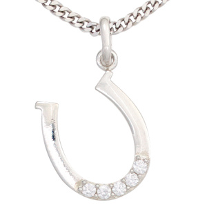 Kinder Anhänger Hufeisen 925 Sterling Silber 5 Zirkonia Kinderanhänger