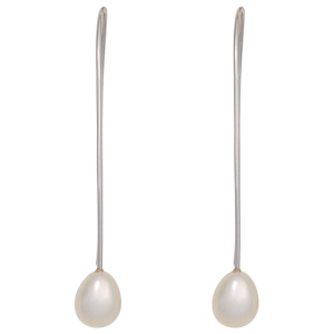 Preview: Ohrhänger 925 Sterling Silber 2 Süßwasser Perlen Ohrringe Perlenohrringe