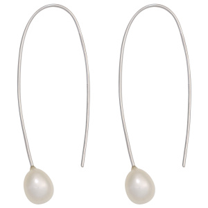 Preview: Ohrhänger 925 Sterling Silber 2 Süßwasser Perlen Ohrringe Perlenohrringe
