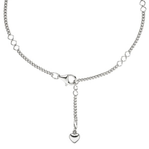 Preview: Fußkettchen Fußkette Herz 925 Sterling Silber rhodiniert 27 cm Karabiner