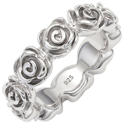 Damen Ring Rosen 925 Sterling Silber rhodiniert Silberring