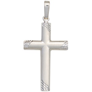 Anhänger Kreuz 925 Sterling Silber mattiert Kreuzanhänger Silberkreuz