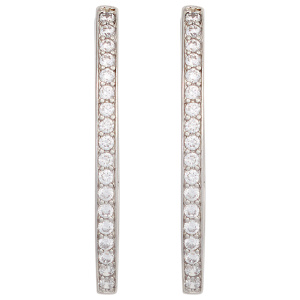 Preview: Creolen oval 925 Sterling Silber mit 36 Zirkonia Ohrringe Silbercreolen