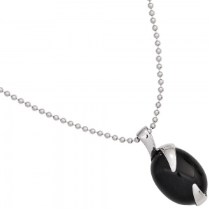 Anhänger oval 925 Sterling Silber rhodiniert 1 Onyx schwarz