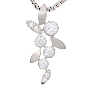 Anhänger 925 Sterling Silber rhodiniert mattiert mit 8 Zirkonia