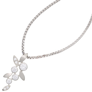 Anhänger 925 Sterling Silber rhodiniert mattiert mit 8 Zirkonia