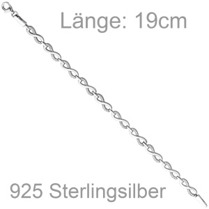 Armband Unendlichkeit 925 Sterling Silber mit 100 Zirkonia 19 cm Silberarmband