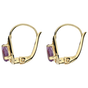 Preview: Boutons Tropfen 333 Gold Gelbgold 2 Amethyste lila violett Ohrringe Ohrhänger