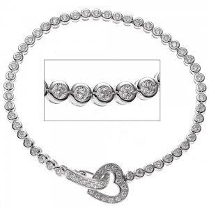 Armband Herz 925 Sterling Silber mit Zirkonia 19 cm Silberarmband