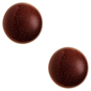 Preview: Ohrstecker rund 925 Sterling Silber 2 Goldfluss-Steine braun Ohrringe