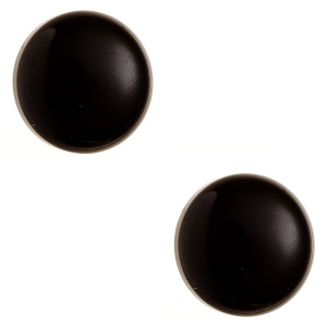 Preview: Ohrstecker rund 925 Sterling Silber 2 Onyxe schwarz Ohrringe