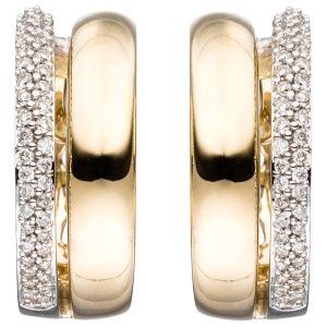Creolen 585 Gold Gelbgold bicolor 86 Diamanten Brillanten Ohrringe