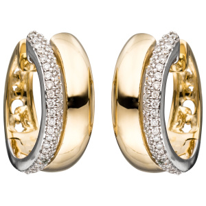 Creolen 585 Gold Gelbgold bicolor 86 Diamanten Brillanten Ohrringe