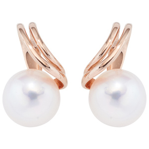 Preview: Ohrstecker 585 Gold Rotgold 2 Süßwasser Perlen Ohrringe Perlenohrstecker
