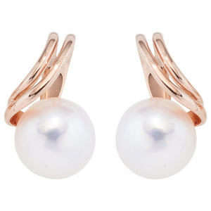 Preview: Ohrstecker 585 Gold Rotgold 2 Süßwasser Perlen Ohrringe Perlenohrstecker