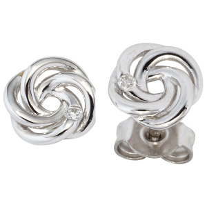 Ohrstecker verschlungen 585 Gold Weißgold 2 Diamanten Brillanten Ohrringe