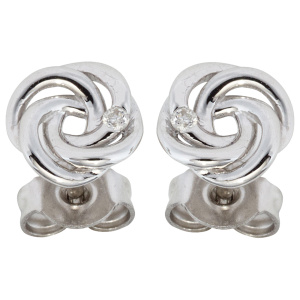 Preview: Ohrstecker verschlungen 585 Gold Weißgold 2 Diamanten Brillanten Ohrringe