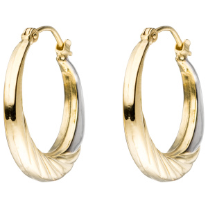 Preview: Creolen rund 333 Gold Gelbgold bicolor Ohrringe Goldohrringe Goldcreolen
