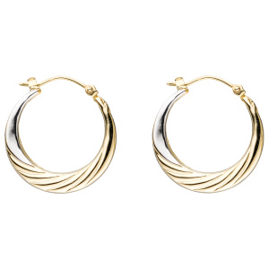 Preview: Creolen rund 333 Gold Gelbgold bicolor Ohrringe Goldohrringe Goldcreolen