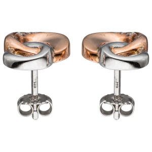 Ohrstecker 925 Sterling Silber bicolor vergoldet mit 10 Zirkonia Ohrringe
