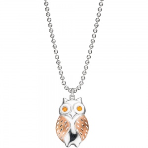 Anhänger Eule 925 Sterling Silber rotgold vergoldet bicolor 2 Zirkonia orange