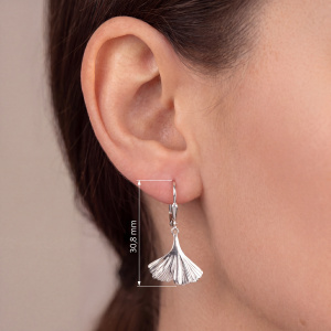 Preview: Boutons Ginko Ginkgo 925 Sterling Silber rhodiniert Ohrringe Ohrhänger
