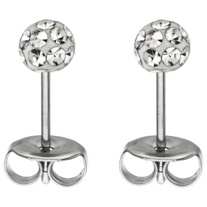 Preview: Ohrstecker Kugel Edelstahl mit Kristallsteinen Ohrringe Kugelohrstecker