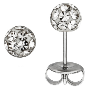 Ohrstecker Kugel Edelstahl mit Kristallsteinen Ohrringe Kugelohrstecker