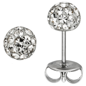 Ohrstecker Kugel Edelstahl mit Kristallsteinen Ohrringe Kugelohrstecker