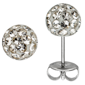Ohrstecker Kugel Edelstahl mit Kristallsteinen Ohrringe Kugelohrstecker