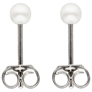 Preview: Ohrstecker 925 Sterling Silber 2 Süßwasser Perlen Ohrringe Perlenohrstecker