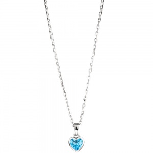 Kinder Anhänger Herz 925 Sterling Silber 1 Kristall blau hellblau Kinderanhänger