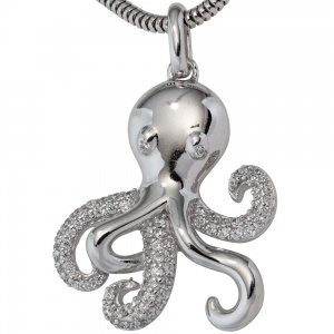 Anhänger Krake 925 Sterling Silber rhodiniert mit 78 Zirkonia Octopus