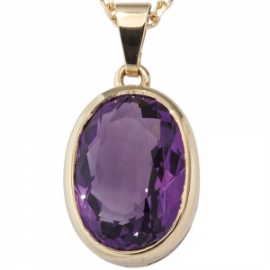 Anhänger oval 585 Gold Gelbgold 1 Amethyst violett lila Goldanhänger