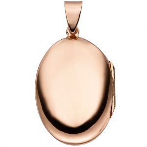 Medaillon oval für 2 Fotos 925 Silber rotgold vergoldet 5 Zirkonia zum Öffnen