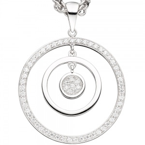 Anhänger rund 925 Sterling Silber rhodiniert mit Zirkonia