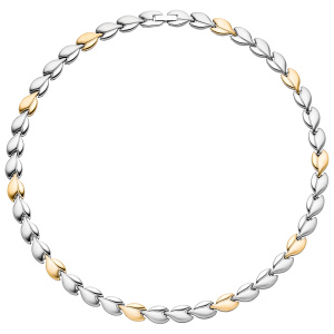 Collier / Halskette aus Edelstahl gold farben beschichtet bicolor 45 cm Kette