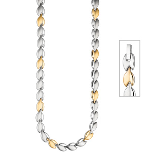 Preview: Collier / Halskette aus Edelstahl gold farben beschichtet bicolor 45 cm Kette