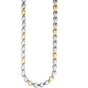 Preview: Collier / Halskette aus Edelstahl gold farben beschichtet bicolor 45 cm Kette