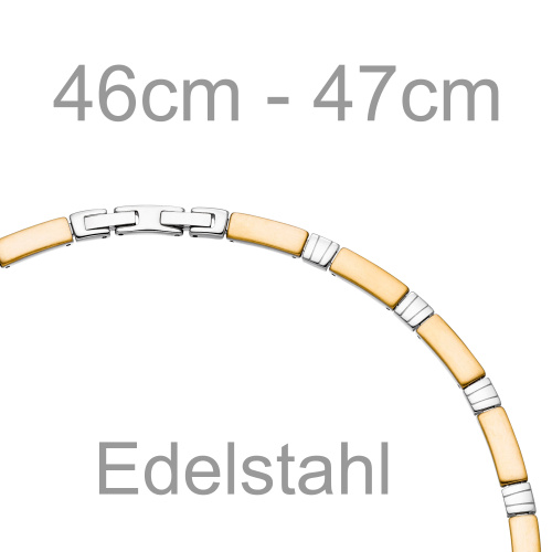 Preview: Collier Halskette aus Edelstahl gold farben beschichtet bicolor 47 cm Kette