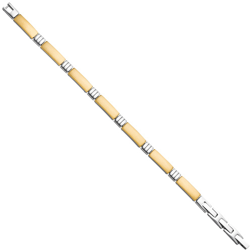 Armband aus Edelstahl gold farben beschichtet bicolor 21 cm verkürzbar