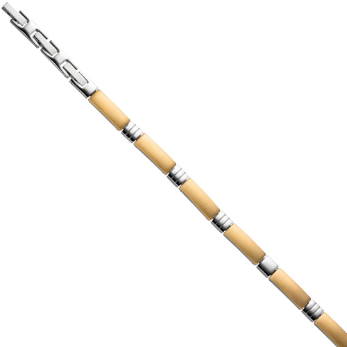 Preview: Armband aus Edelstahl gold farben beschichtet bicolor 21 cm verkürzbar