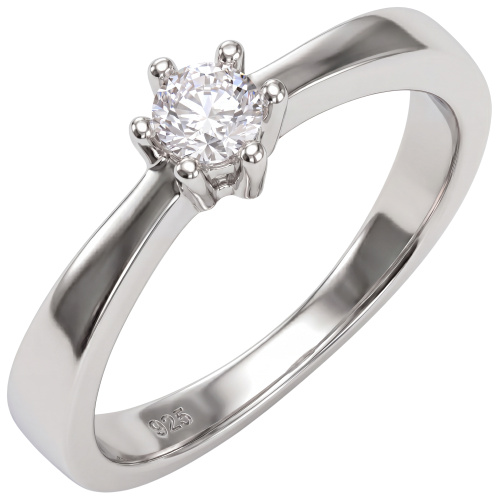 Damen Ring 925 Sterling Silber 1 Zirkonia Silberring