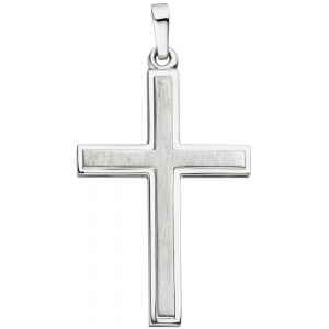 Anhänger Kreuz 925 Sterling Silber matt mattiert Kreuzanhänger Silberkreuz