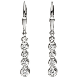 Preview: Ohrhänger 925 Sterling Silber 8 Zirkonia Ohrringe Silberohrringe
