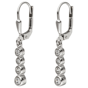 Preview: Ohrhänger 925 Sterling Silber 8 Zirkonia Ohrringe Silberohrringe
